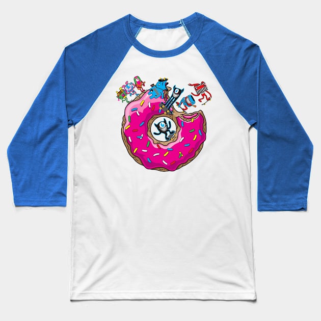 Skate Donut Baseball T-Shirt by Plushism